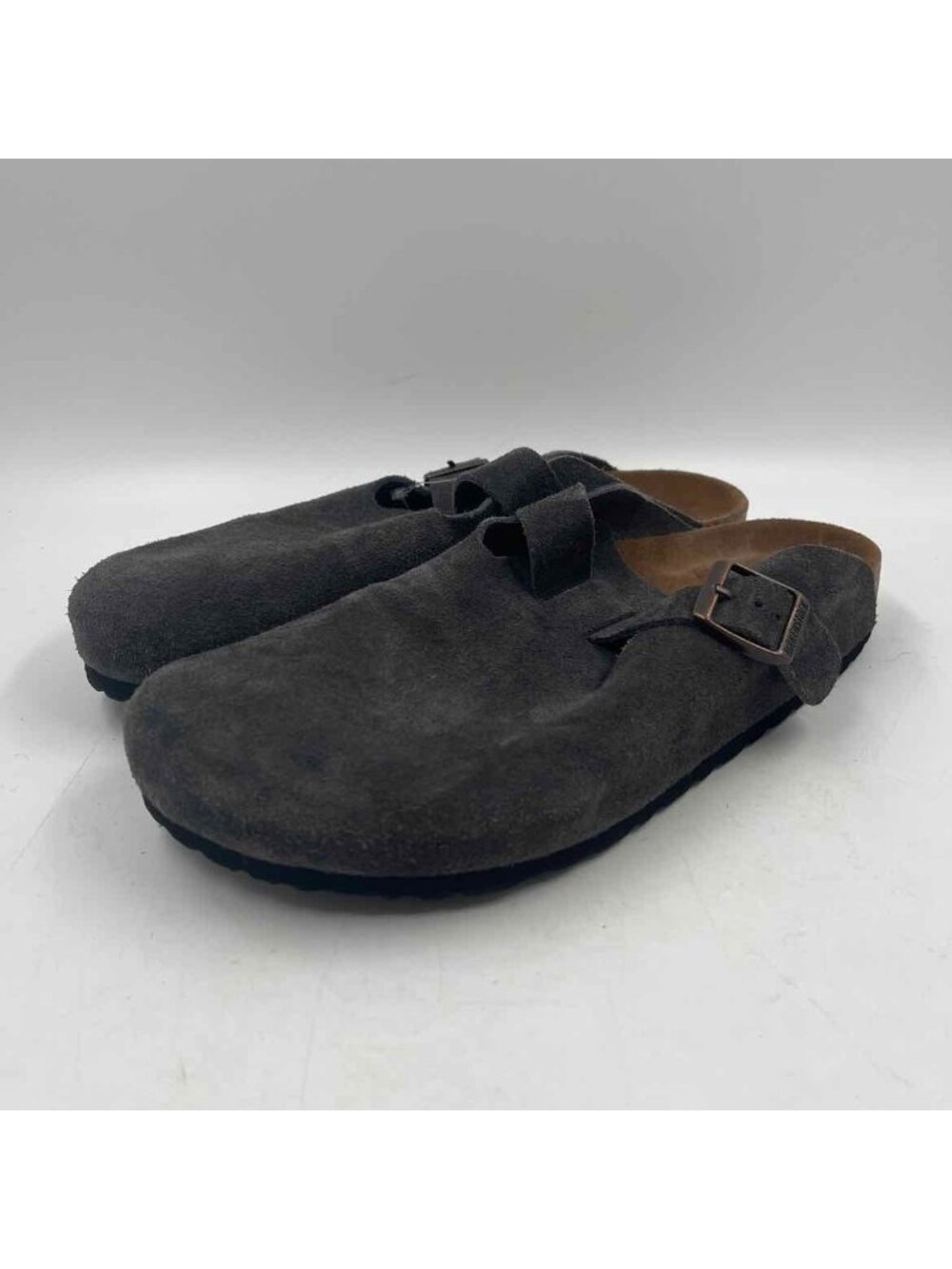Birkenstock Men's Shoe Size 10 Charcoal Leather Solid Clogs